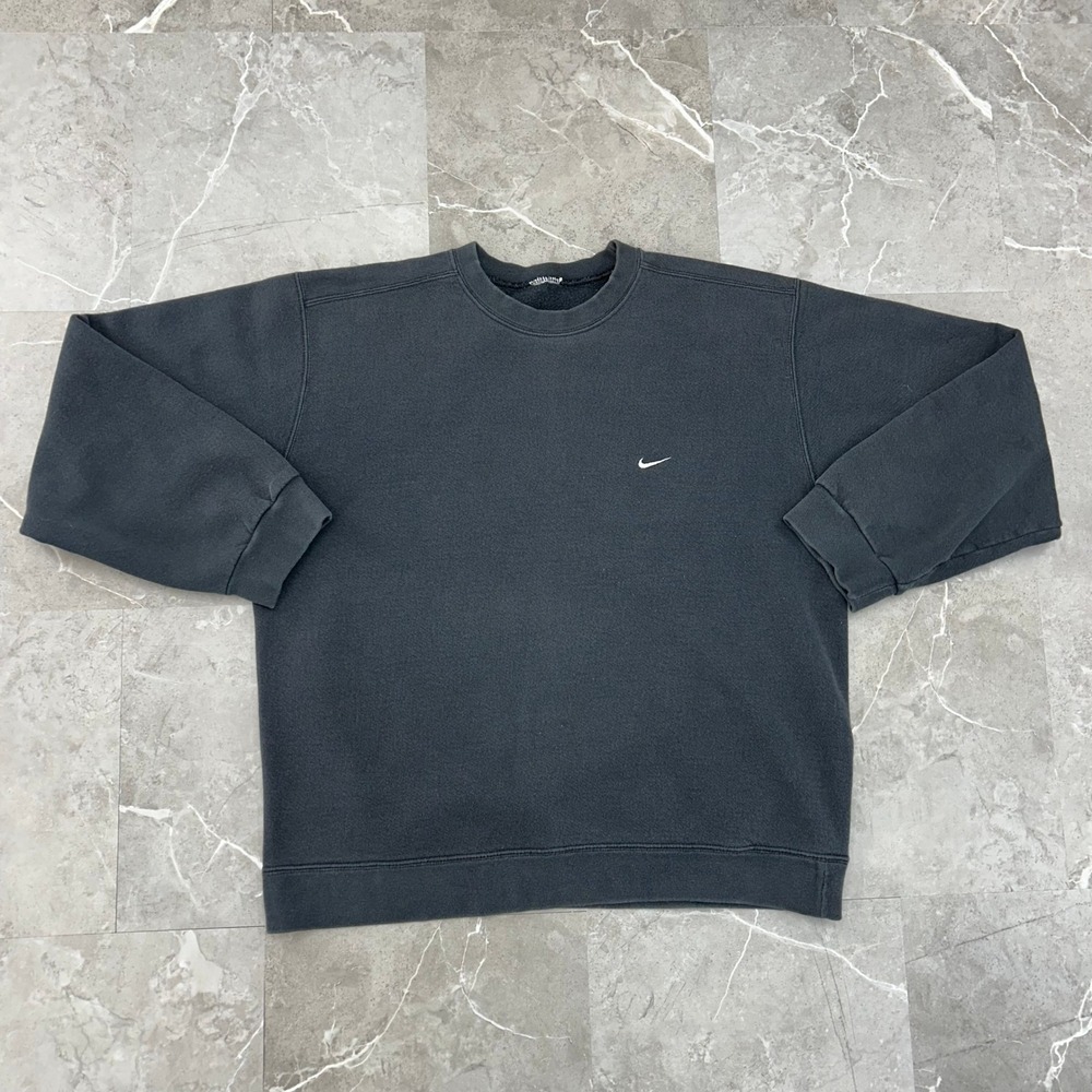 Vintage Nike Sweatshirt Mens XL Faded Black Pullover Crewneck White Tag